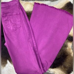 Ladies High Rise Xtra Flare, Stretch, Purple